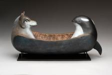 Wolf and Killer Whale Spirit Canoe by Hib Sabin