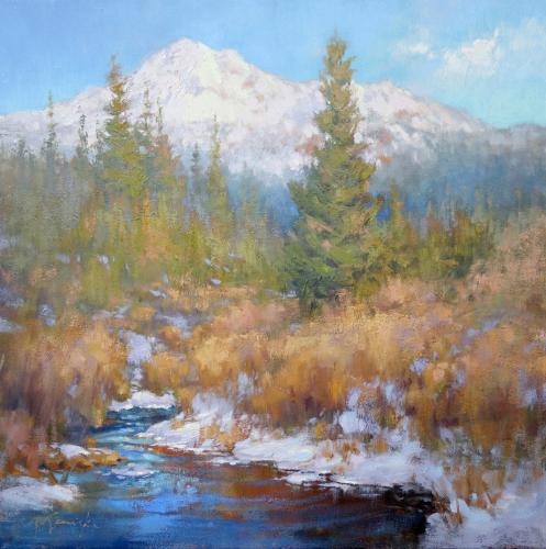 Autumn Snow Along Fall Creek by Barbara Jaenicke