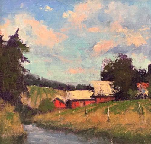 Barn with Pond by Romona Youngquist