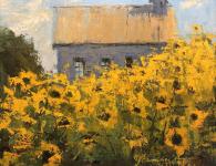 Sunflowers & Schoolhouse I by Romona Youngquist